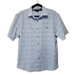 Arrow Short Sleeve Button Down Shirt Blue Black White Plaid Size XL